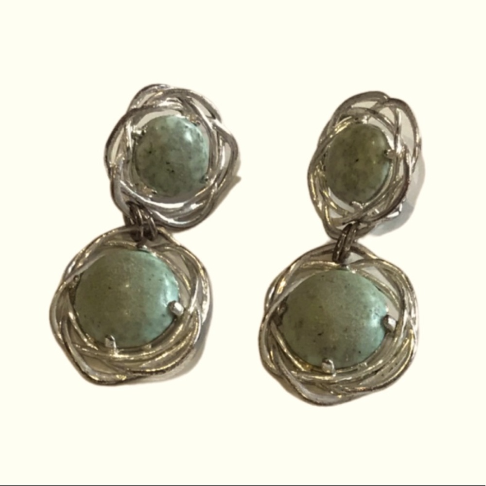 Jade Coloured Dangle Drop Earrings